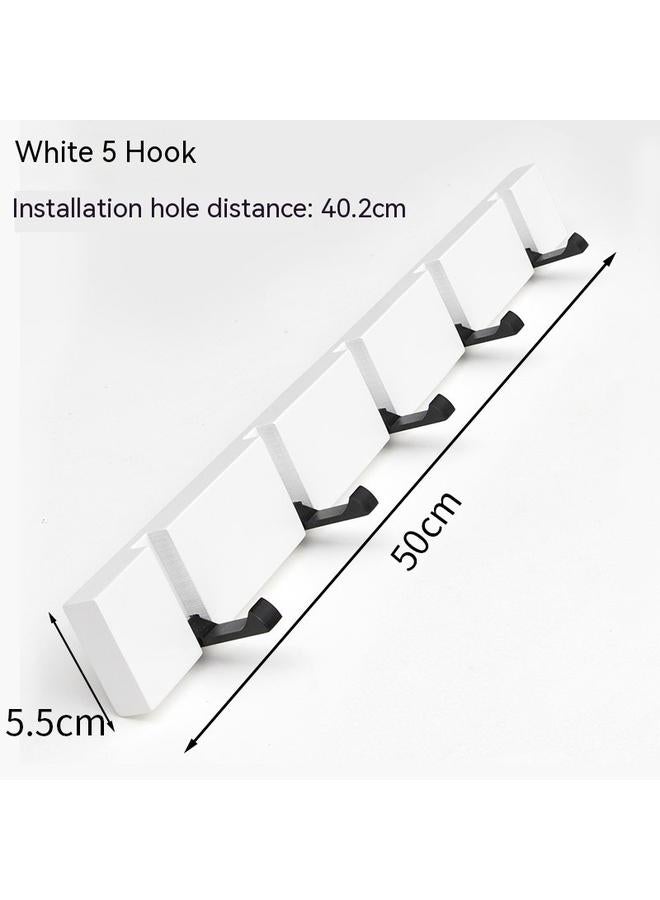 Wooden Wall Mounted Folding Rack, Modern Wall Floating Coat Hook Rack Space-Saving Coat Hanger for Coats (White 5 Hooks) - Image 3