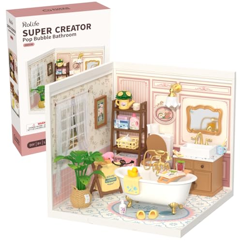 Rolife Super Creator-DIY Plastic Miniature House for Adults, Mini Blocks Model Kit Building Sets, DIY Crafts/Hobbies/Building Blocks Toys for Adults (Pop Bubble Bathroom) - Image 1