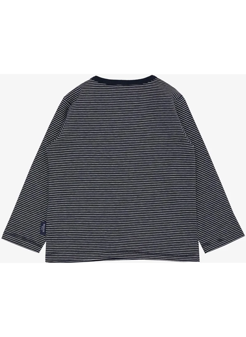 Breeze Baby Boy Long Sleeve T-Shirt Patchwork Striped 9 Months-3 Years, Navy Blue