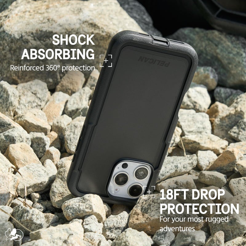 Pelican Voyager iPhone 16 Pro Max Case [Compatible with MagSafe] Rugged Phone Case w/ 18ft Military-Grade Drop Protection - Heavy Duty Phone Cover w/Belt Clip Holster for iPhone 16 Pro Max - Black - Image 3