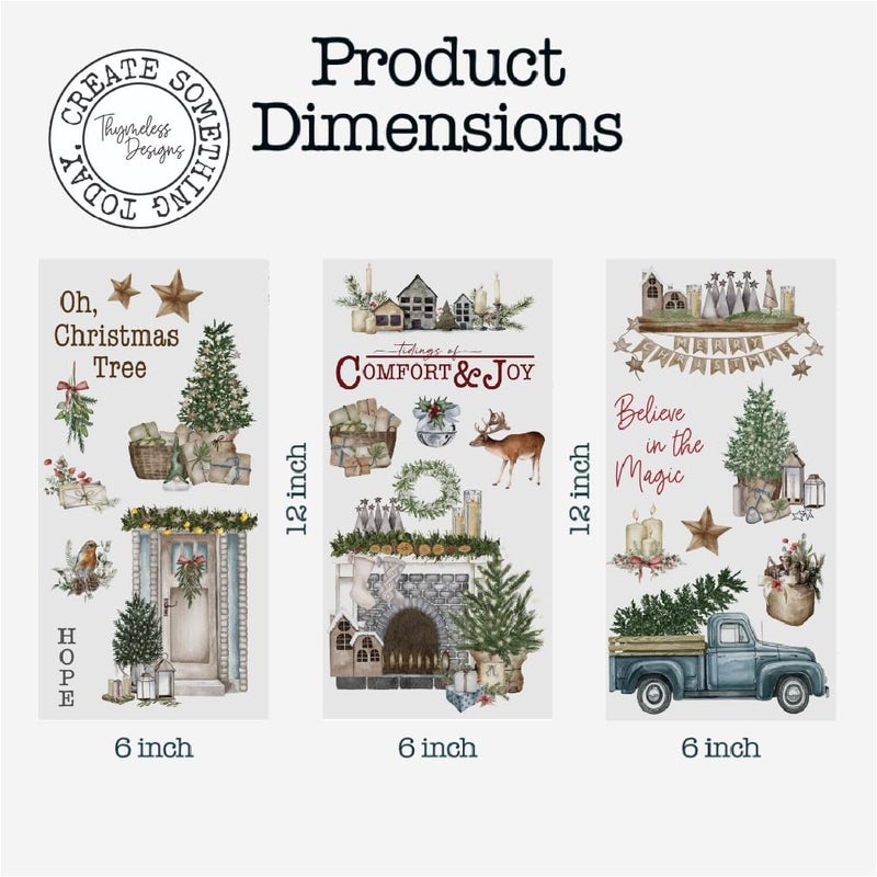 Thymeless Designs Rub on Transfers for Crafts and Furniture | 3 Design Sheets 6â€x 12â€ | Home Decor Transfers | Furniture and Craft Decals | by Thymeless Designs (Comfort and Joy) - Image 4