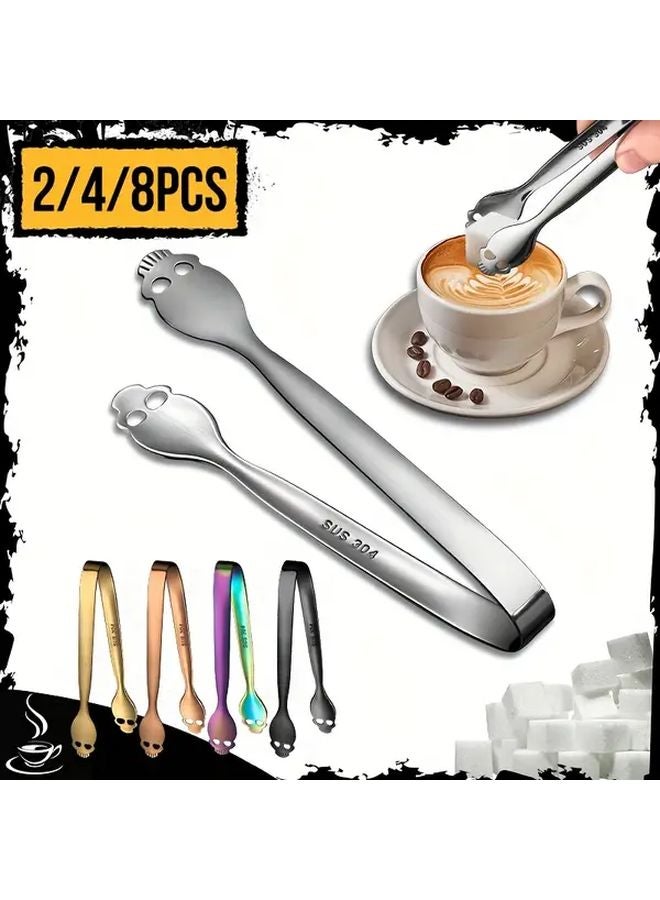 2pcs Black 304 Stainless Steel Skull Sugar Ice Cube Tongs For Home Cafe Party - Image 2