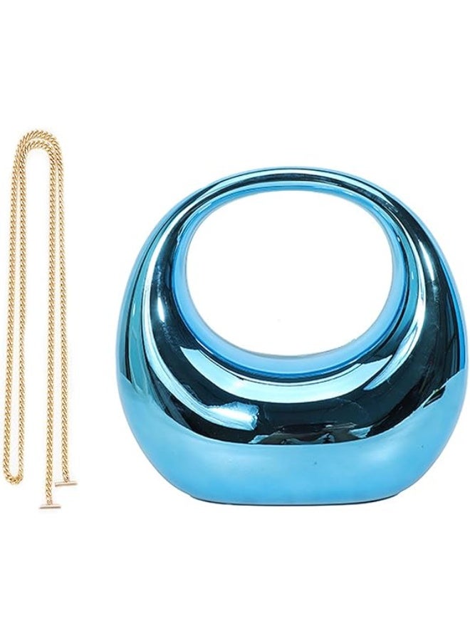 A unique moon-shaped acrylic women's handbag with a top handle, perfect for weddings, cocktail parties, and evening events. - Image 1