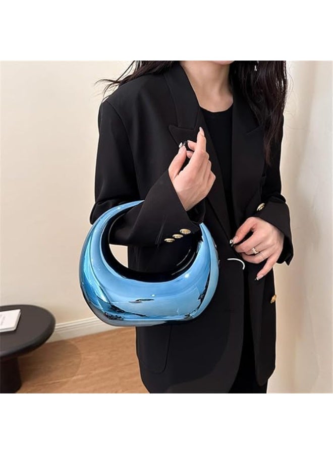 A unique moon-shaped acrylic women's handbag with a top handle, perfect for weddings, cocktail parties, and evening events. - Image 3