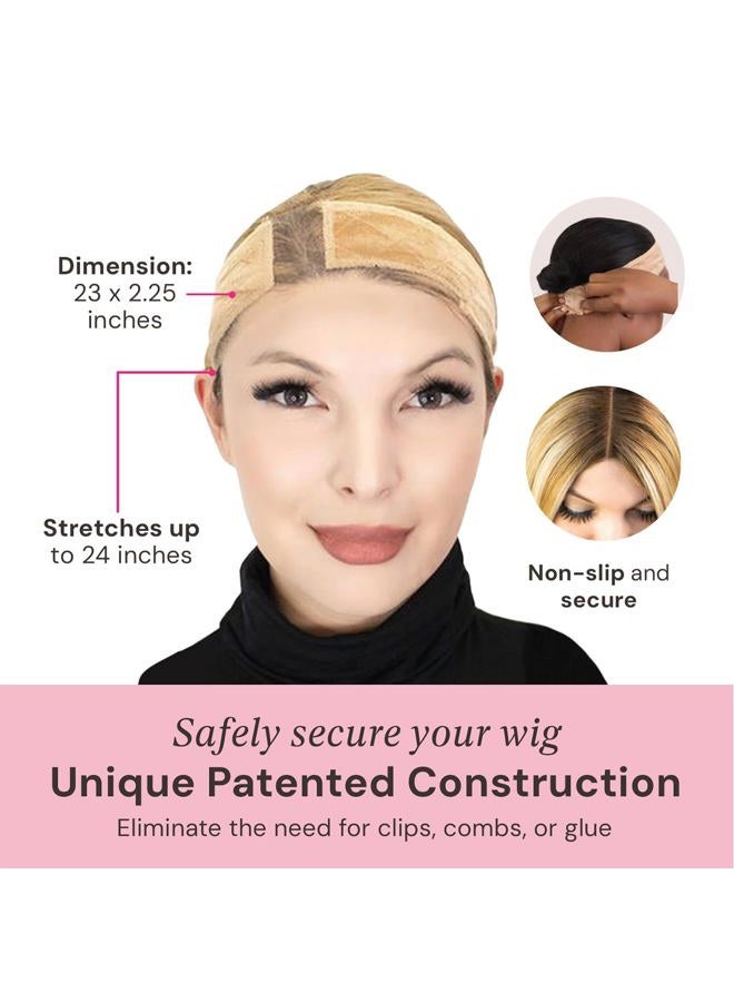 MILANO COLLECTION شريط ويغريب فخم من الدانتيل للراحة لشعر مستعار مع دانتيل سويسري معزز من HAIRLINE وPART (مسجل براءة اختراع)، عبوة 2 بلون نود - Image 4