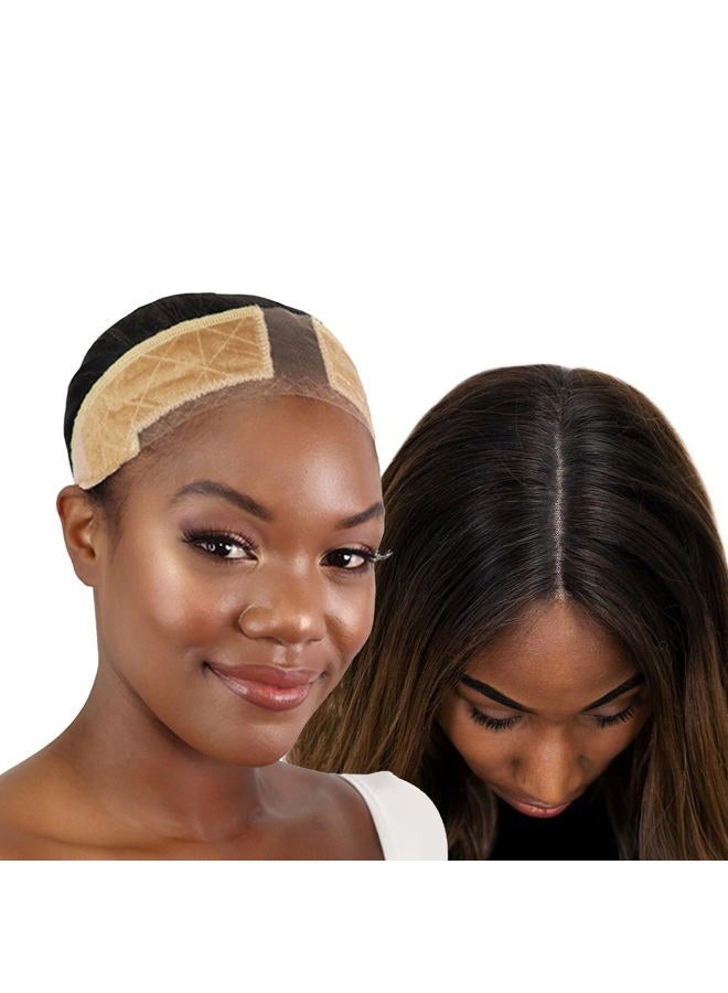 MILANO COLLECTION شريط ويغريب فخم من الدانتيل للراحة لشعر مستعار مع دانتيل سويسري معزز من HAIRLINE وPART (مسجل براءة اختراع)، عبوة 2 بلون نود - Image 1