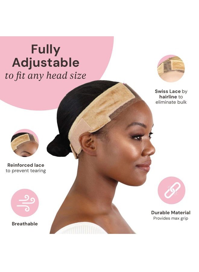 MILANO COLLECTION شريط ويغريب فخم من الدانتيل للراحة لشعر مستعار مع دانتيل سويسري معزز من HAIRLINE وPART (مسجل براءة اختراع)، عبوة 2 بلون نود - Image 3