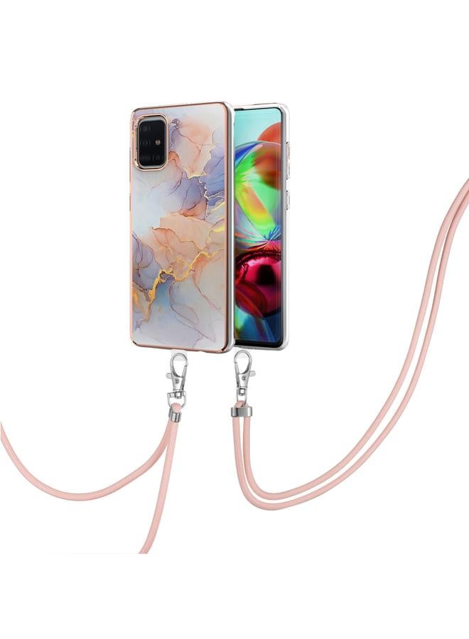 S-TOP Case For Samsung Galaxy A71 5G Electroplating Pattern IMD TPU Shockproof Case with Neck Lanyard - Image 2