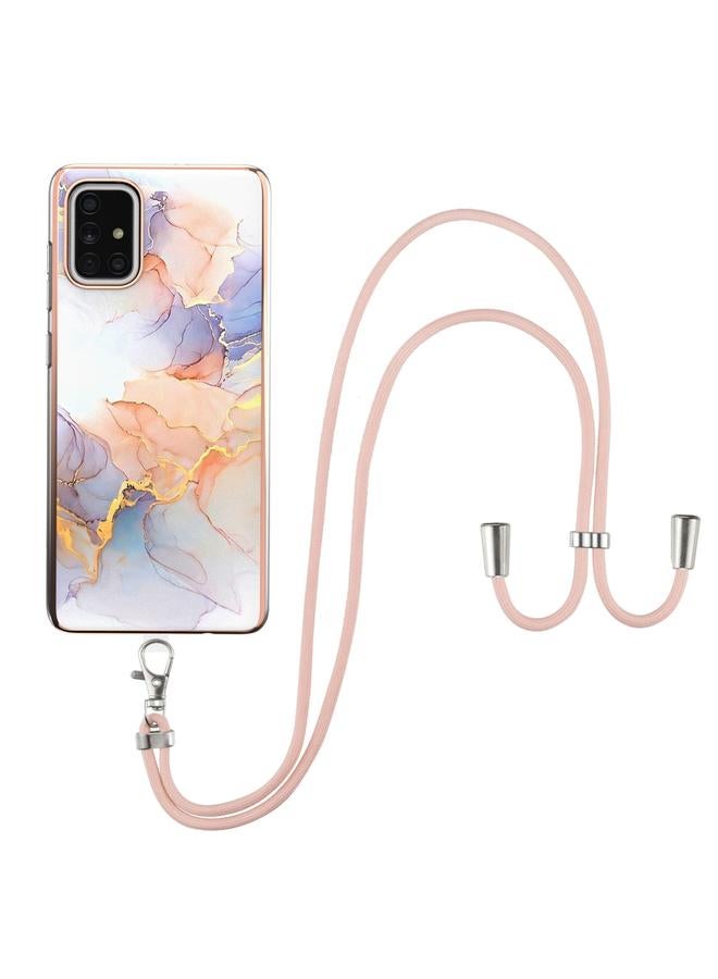 S-TOP Case For Samsung Galaxy A71 5G Electroplating Pattern IMD TPU Shockproof Case with Neck Lanyard - Image 1