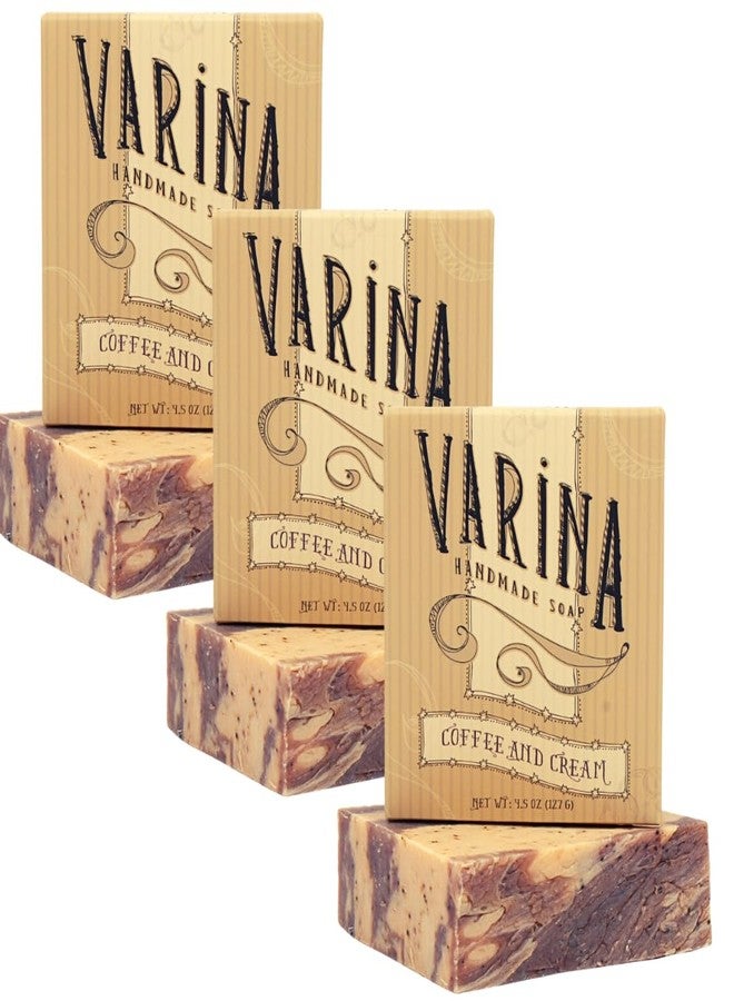 Varina Natural Coffee Cream Bar Soap - Gentle Cleansing for Sensitive Skin, Earthy Scents - 3 Pack - Image 1