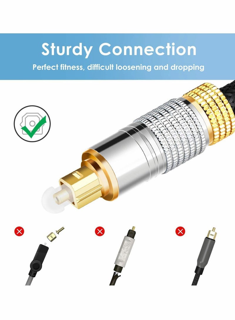 Y&D Fiber Optic Audio Cable with Nylon Braided Cord for Home Theater, Sound Bar, TV, PS4, Xbox, Playstation, etc. - Image 4