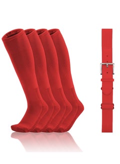Baseball Socks And Belt Youth Softball Tee Ball Combo Set Elastic Belts Anti-slip Football Breathable Athletic Rugby Hockey 2 Pairs of 1 Belt