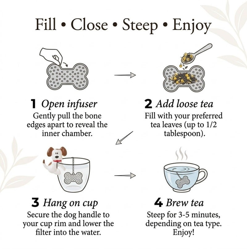 Joie MSC Joie Dog Tea Infuser Stainless Steel Loose Leaf Tea Strainer Cute Tea Cup Infuser with Chain Hook BPA Free Reusable Tea Filter for Herbal Green Black Tea Brewing Tool - Image 5