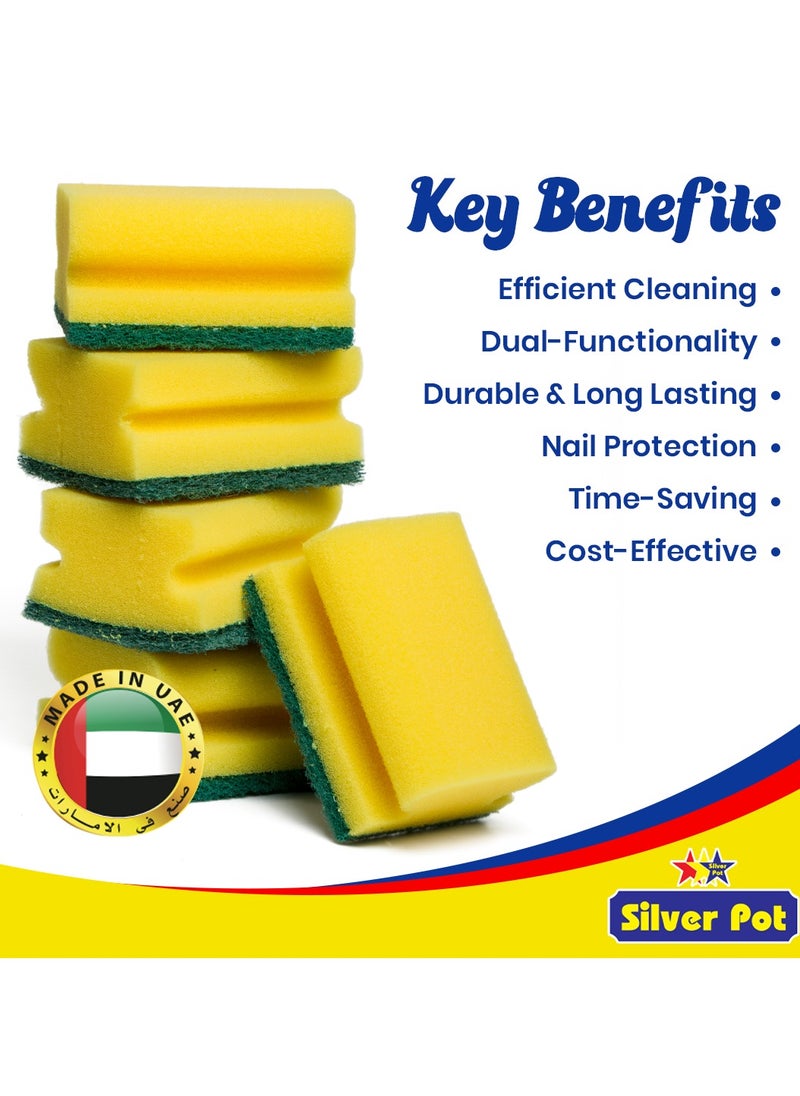Silver Pot Kitchen Sponge & Scourer – Pack of 18 (9+9), 9cm Dual-Purpose Cleaning Sponge for Pots, Pans, Kitchen Utensils, and Delicate Surfaces  - Image 3