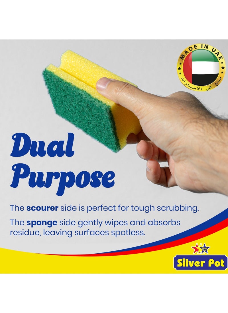 Silver Pot Kitchen Sponge & Scourer – Pack of 18 (9+9), 9cm Dual-Purpose Cleaning Sponge for Pots, Pans, Kitchen Utensils, and Delicate Surfaces  - Image 5