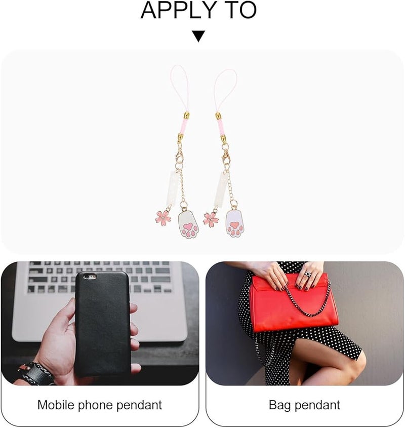 ساكورا ياباني سحر حبل هاتف مخلب القط 2 قطعة ضد الضياع إكسسوار زخرفي هدية - Image 4