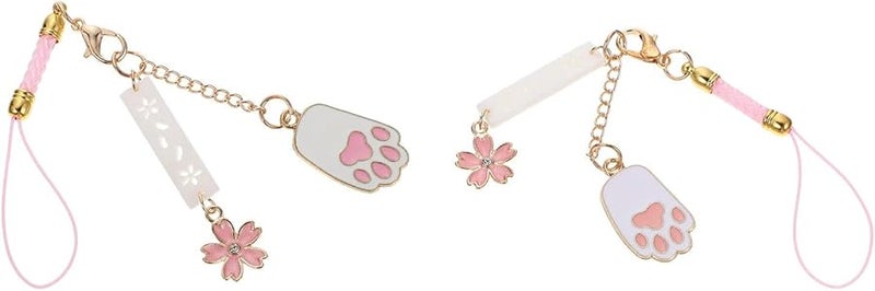 ساكورا ياباني سحر حبل هاتف مخلب القط 2 قطعة ضد الضياع إكسسوار زخرفي هدية - Image 1