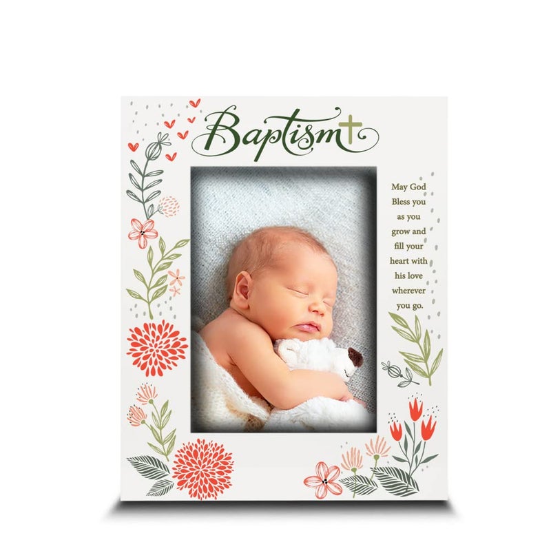 BELLA BUSTA-Baptism Picture Frame-Baby Blessings Baptism-Christening  Baby Girl/Boy Baptism Presents from Godparents Friends and Family-UV Print Frame (5x7 Vertical (Girl)) - Image 1