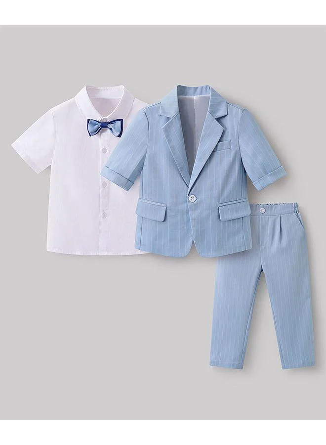Mark & Mia Mark & Mia Solid Full Sleeves Party Suit - White/Blue