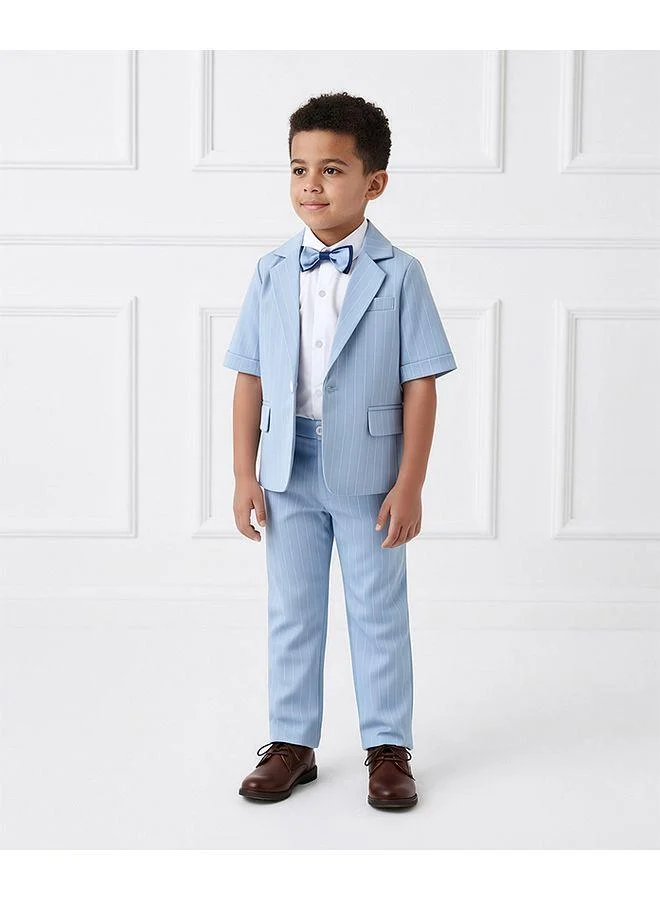 Mark & Mia Mark & Mia Solid Full Sleeves Party Suit - White/Blue