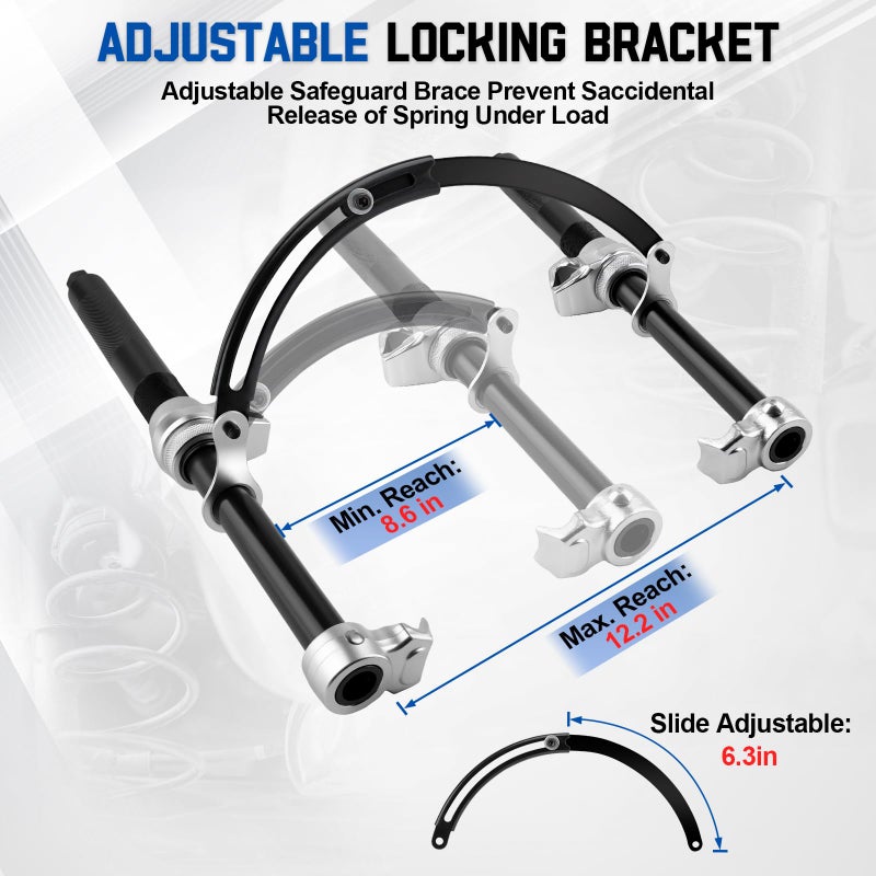 YEYETUO 2 PCS Coil Spring Compressor Tool, Automotive Strut Spring Compressor, Heavy Duty Strut Spring Compression with Safety Jaws and Holder, Spring Compressor Tool 2205 LB Capacity - Image 4