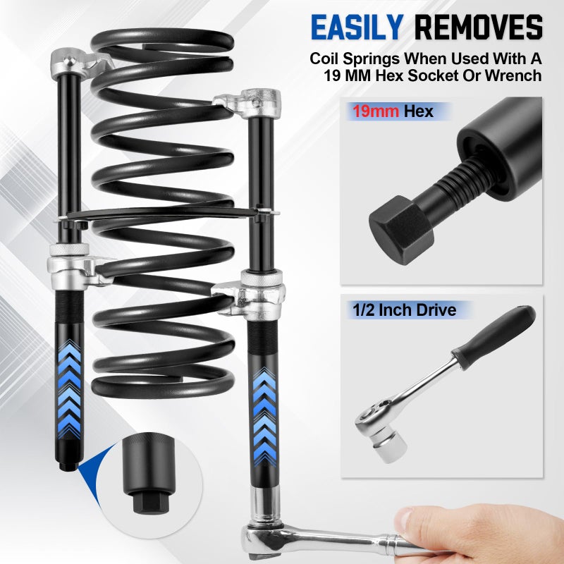 YEYETUO 2 PCS Coil Spring Compressor Tool, Automotive Strut Spring Compressor, Heavy Duty Strut Spring Compression with Safety Jaws and Holder, Spring Compressor Tool 2205 LB Capacity - Image 3