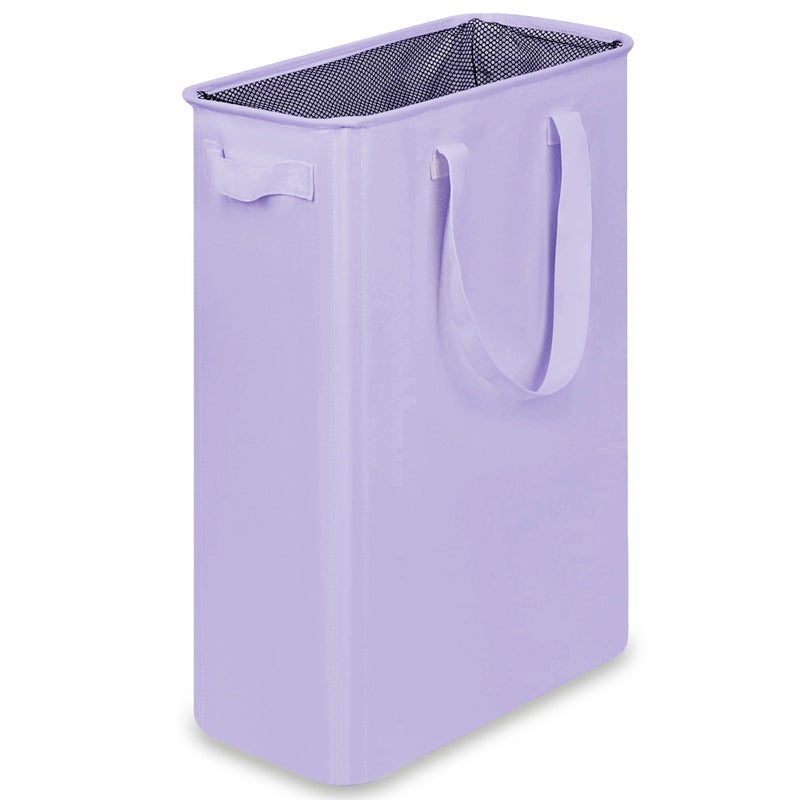 efluky Slim Laundry Basket, Narrow Laundry Hamper with Handles, Collapsible Dirty Clothes Hamper, Tall Laundry Bin for Laundry Room, Dorm and Bedroom, 12.7 Gallons(48L) Light Purple - Image 1