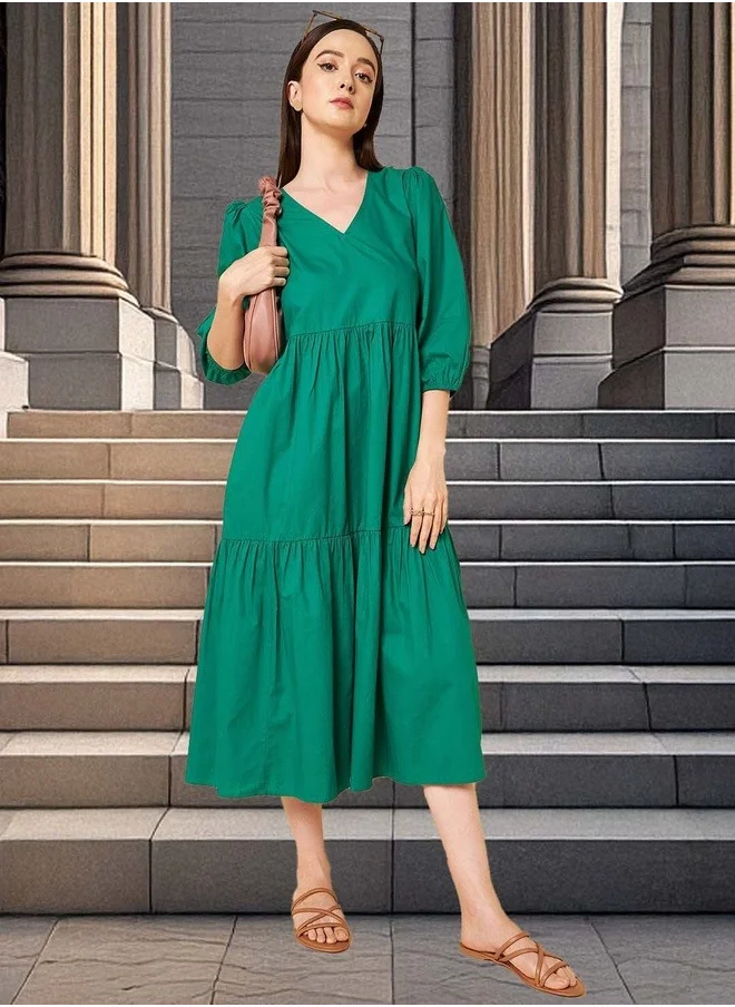 HIGH STAR Women Green Dress