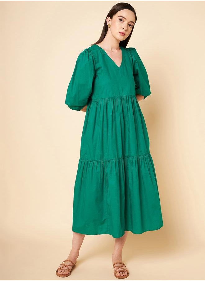 HIGH STAR - Women Green Dress - Image 1