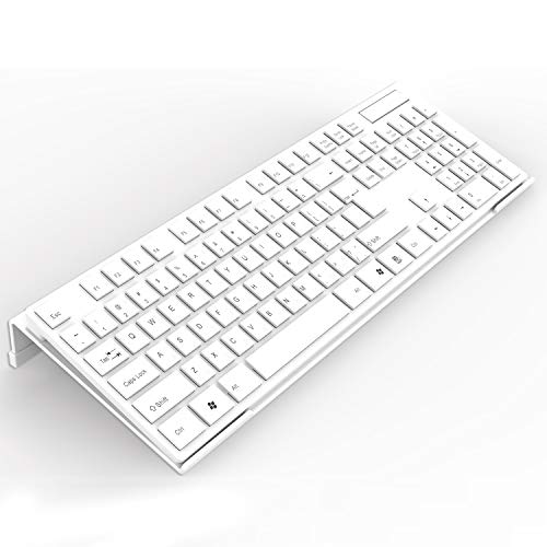 KOTEMON Acrylic Tilted Computer Keyboard Stand for Ergonomic Typing, Keyboard Tray Holder with Silicone Non-Slip Case, White - Image 1