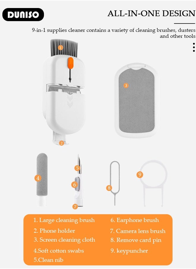 DUNISO 10 in 1 Electronics Cleaning Kit, Multifunctional Cleaning Kit for Keyboard, Portable Cleaning Kit for Computers, Cleaning Soft Brush Tool for Camera and Bluetooth Headset, Stentable Cleaner Kit for All Types of Cell Phones and Computers (Detergent not included)  - Image 3