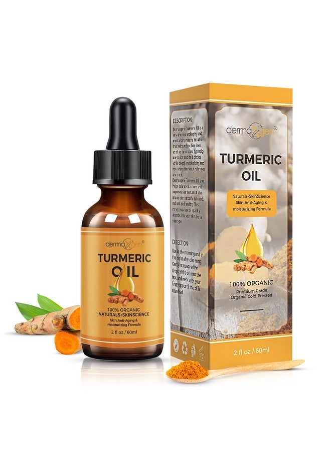 DERMAXGEN Turmeric Oil + Organic Moisturizer & Reduce Acne, Dark Spot Remover, Clear skin Tone, Hydrate Dull & Dry Skin, Anti Aging Skin Care Glow Oil for Face, Neck & Eye (2 FL OZ/60 ML) - Image 1