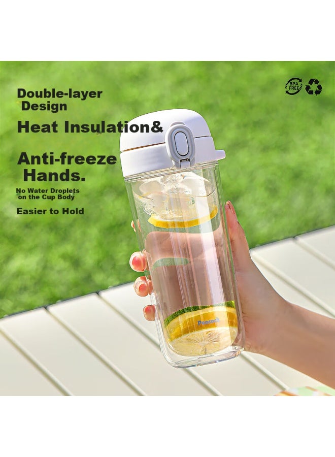 Peacock Pea Sports Casual Portable Cup, Tritan Material, Double-layer Design, Hands-free Temperature Control - Image 1