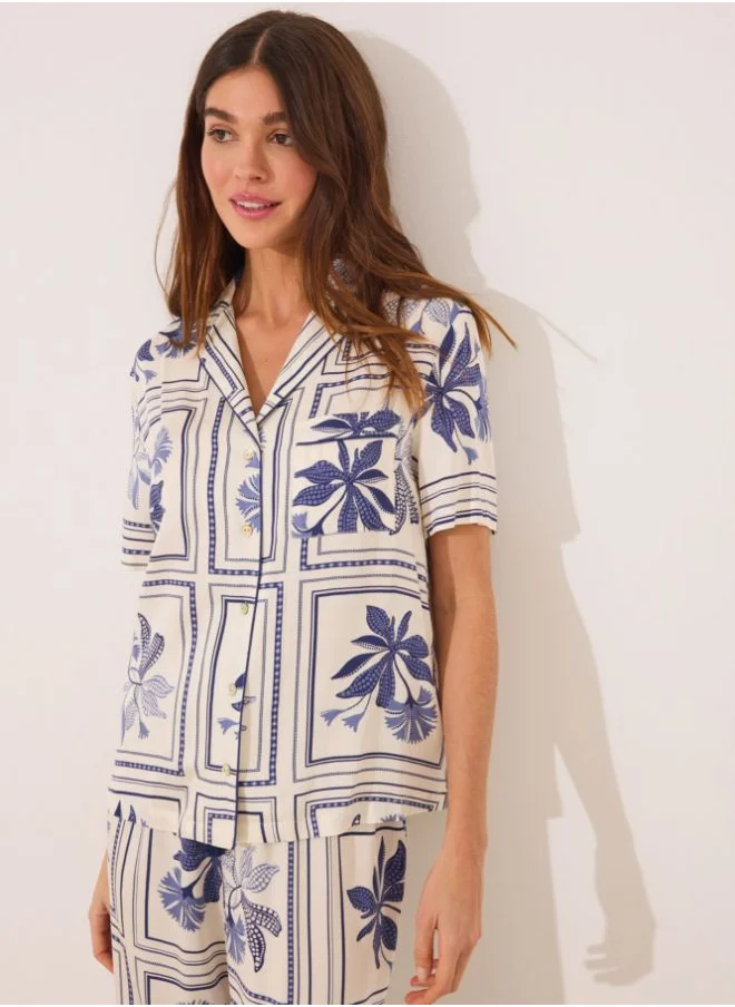 women'secret Satin classic pyjamas with flower print