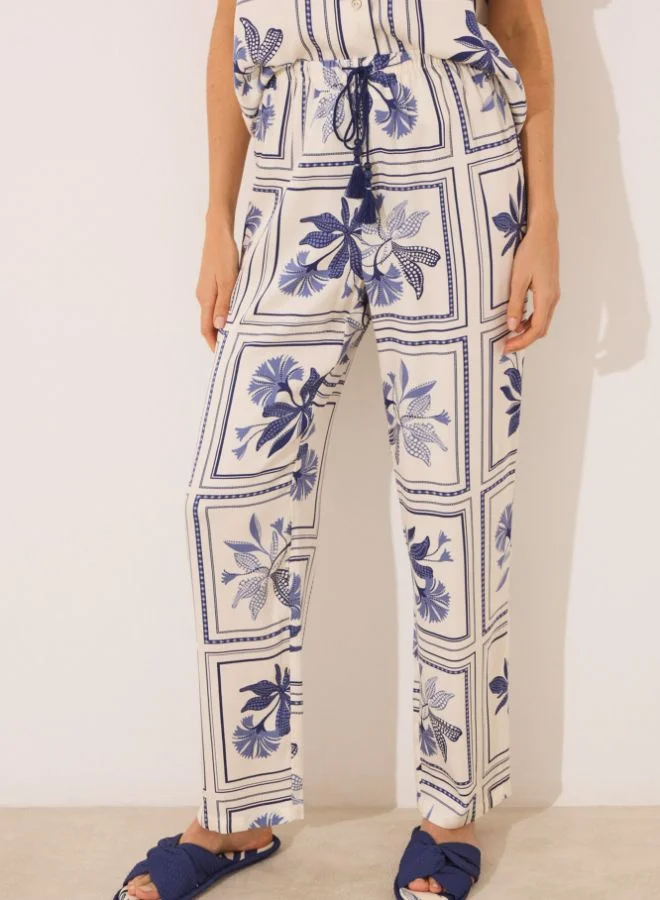 women'secret Satin classic pyjamas with flower print