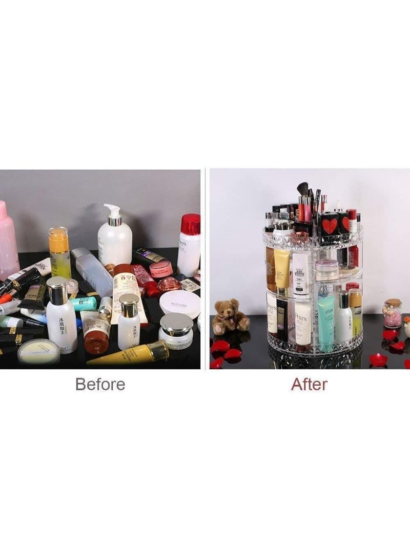 Women's Accessories Organizer & Vanity Items - Acrylic Rotating Makeup & Accessories Organizer Adjustable 360 ​​Degree Rotation Large Capacity 8 Layers Cosmetic Storage Case Fits Jewelry, Makeup Brushes, Lipsticks & More Clear - Cosmetic Storage Organizer Easily organizes jewelry and hair accessories. Looks elegant when placed on your vanity, bathroom counter, dresser. Clear design for easy viewing - Rings, Earrings, Makeup Brush Organizer - Makeup Organizer - Excellent Gift for Girls on Wedding, Birthday, Valentine's Day - - Image 3
