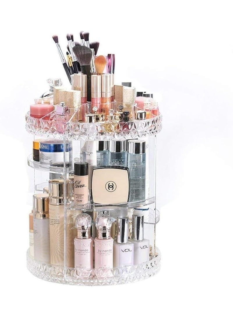 Women's Accessories Organizer & Vanity Items - Acrylic Rotating Makeup & Accessories Organizer Adjustable 360 ​​Degree Rotation Large Capacity 8 Layers Cosmetic Storage Case Fits Jewelry, Makeup Brushes, Lipsticks & More Clear - Cosmetic Storage Organizer Easily organizes jewelry and hair accessories. Looks elegant when placed on your vanity, bathroom counter, dresser. Clear design for easy viewing - Rings, Earrings, Makeup Brush Organizer - Makeup Organizer - Excellent Gift for Girls on Wedding, Birthday, Valentine's Day - - Image 1