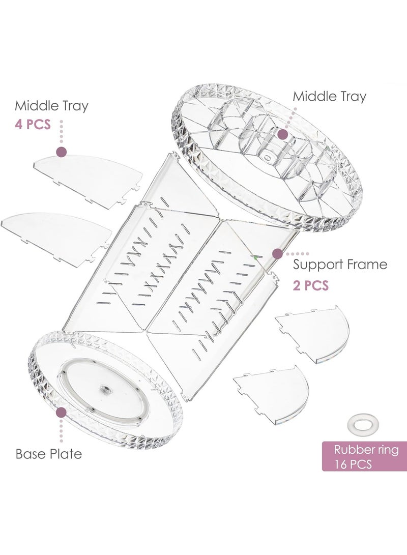 Women's Accessories Organizer & Vanity Items - Acrylic Rotating Makeup & Accessories Organizer Adjustable 360 ​​Degree Rotation Large Capacity 8 Layers Cosmetic Storage Case Fits Jewelry, Makeup Brushes, Lipsticks & More Clear - Cosmetic Storage Organizer Easily organizes jewelry and hair accessories. Looks elegant when placed on your vanity, bathroom counter, dresser. Clear design for easy viewing - Rings, Earrings, Makeup Brush Organizer - Makeup Organizer - Excellent Gift for Girls on Wedding, Birthday, Valentine's Day - - Image 4