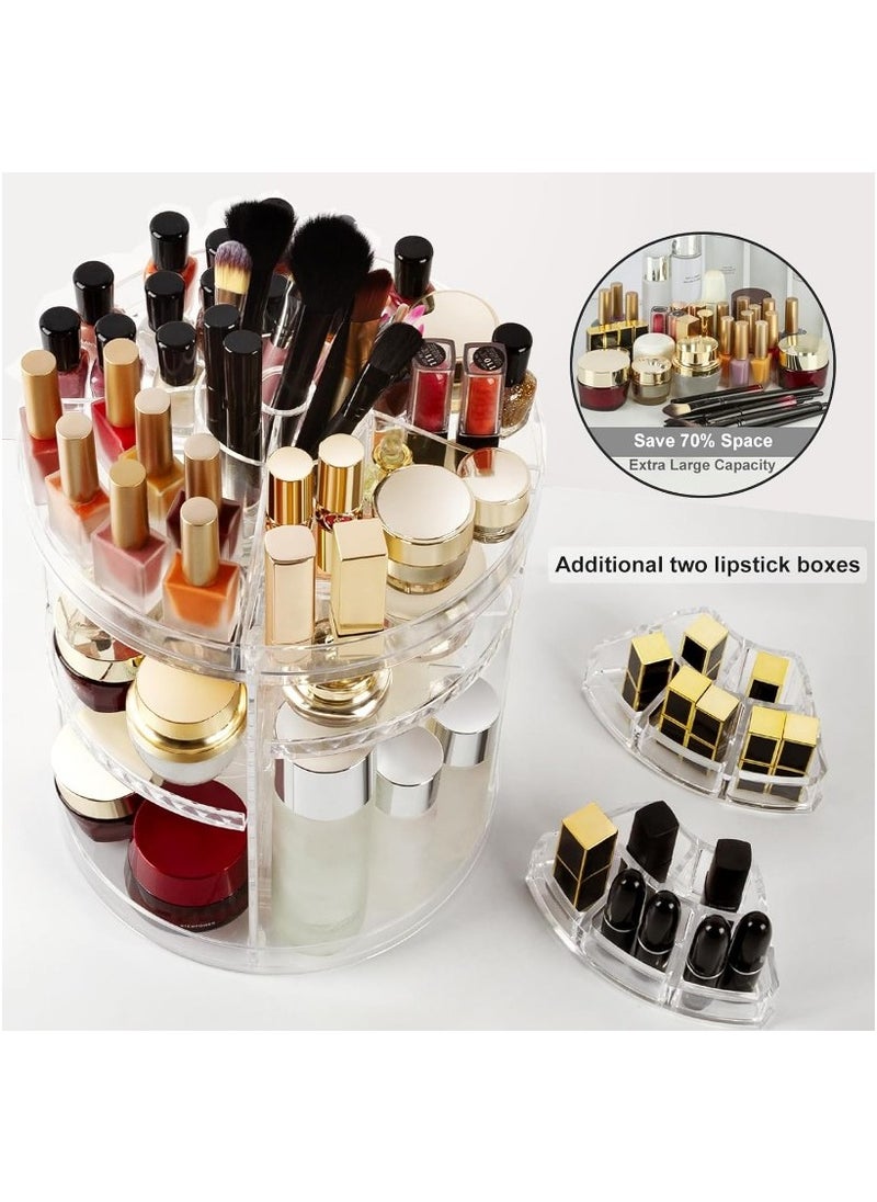 Generic - Women's Accessories Organizer & Vanity Items - Acrylic Rotating Makeup & Accessories Organizer Adjustable 360 ​​Degree Rotation Large Capacity 8 Layers Cosmetic Storage Case Fits Jewelry, Makeup Brushes, Lipsticks & More Clear - Cosmetic Storage Organizer Easily organizes jewelry and hair accessories. Looks elegant when placed on your vanity, bathroom counter, dresser. Clear design for easy viewing - Rings, Earrings, Makeup Brush Organizer - Makeup Organizer - Excellent Gift for Girls on Wedding, Birthday, Valentine's Day - - Image 1