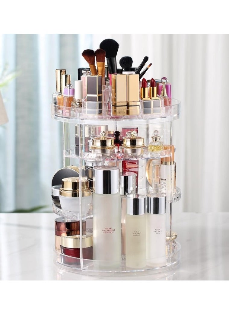 Generic - Women's Accessories Organizer & Vanity Items - Acrylic Rotating Makeup & Accessories Organizer Adjustable 360 ​​Degree Rotation Large Capacity 8 Layers Cosmetic Storage Case Fits Jewelry, Makeup Brushes, Lipsticks & More Clear - Cosmetic Storage Organizer Easily organizes jewelry and hair accessories. Looks elegant when placed on your vanity, bathroom counter, dresser. Clear design for easy viewing - Rings, Earrings, Makeup Brush Organizer - Makeup Organizer - Excellent Gift for Girls on Wedding, Birthday, Valentine's Day - - Image 1