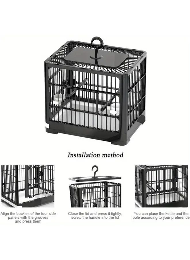 قفص سفر الطيور البرتقالي بمقبض محمول للببغاوات والكناري - Image 5