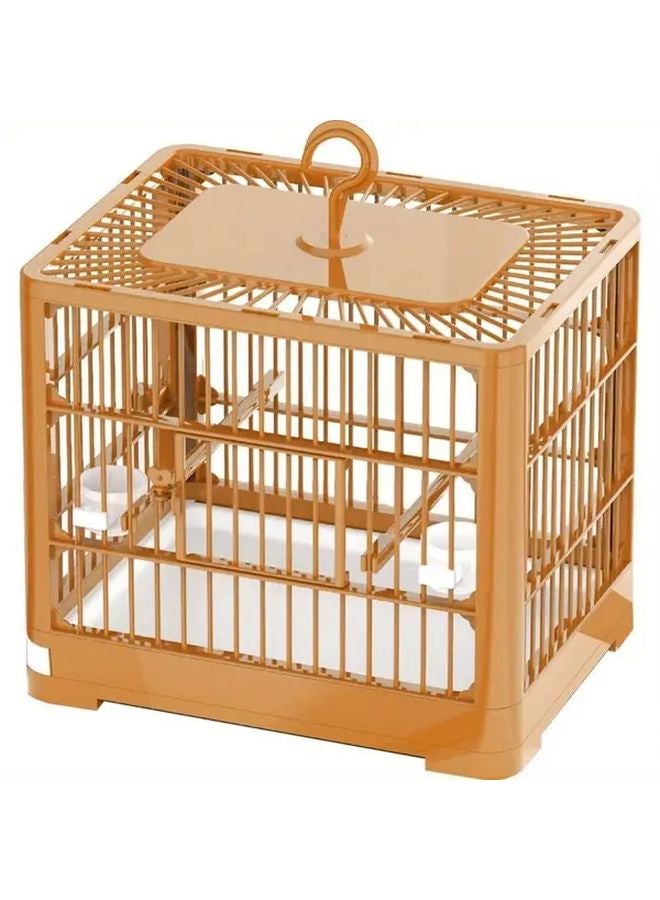 قفص سفر الطيور البرتقالي بمقبض محمول للببغاوات والكناري - Image 1