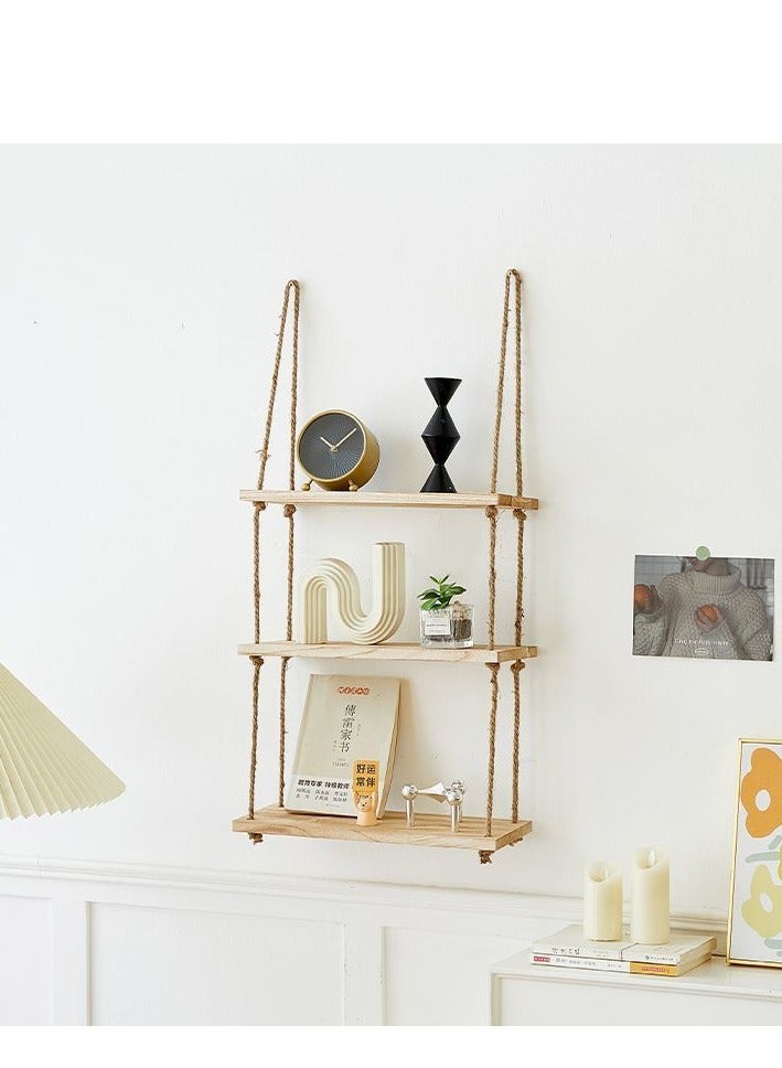 MIXDE 3 Tier Boho Wall Decor Hanging Plant Shelf - Dark Brown - Image 1