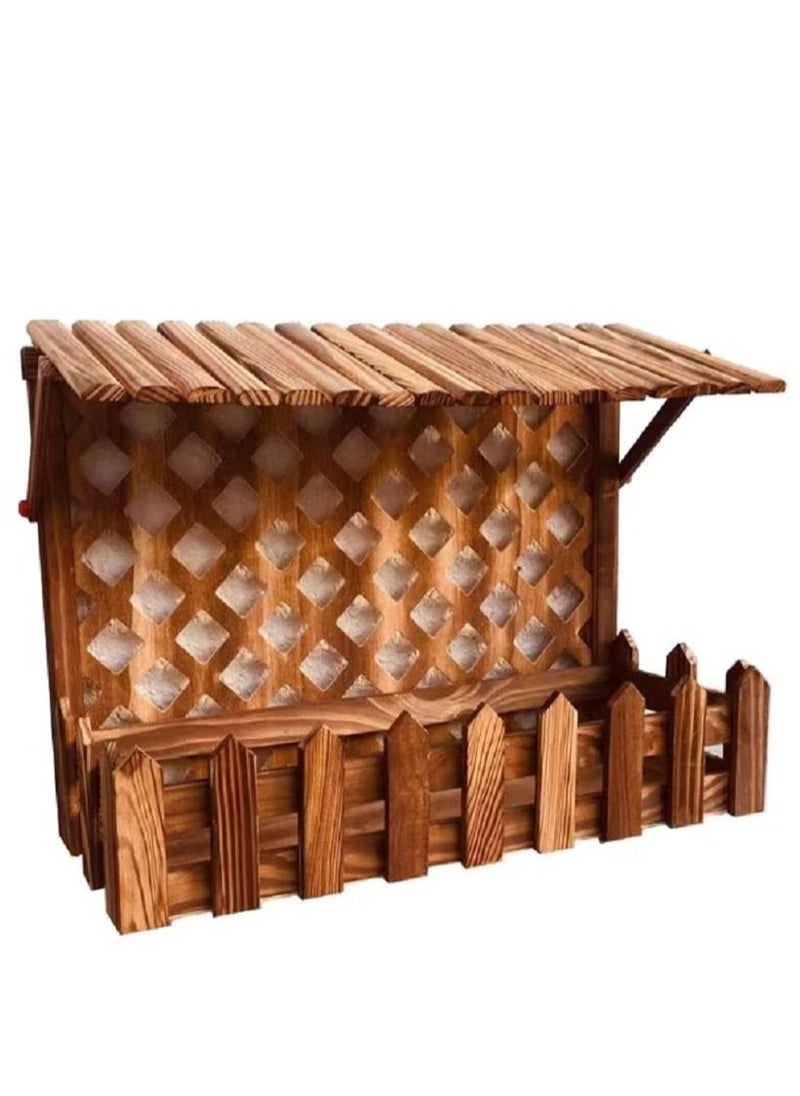 DubaiGallery Hanging Wooden Wall Flower Pot, Brown  - Image 3