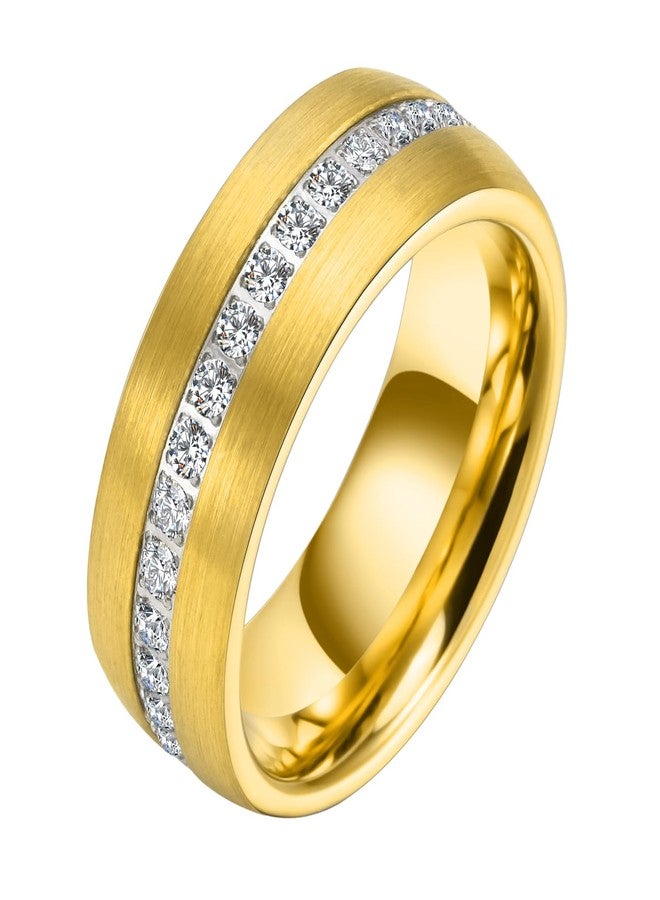 Tioneer 8mm Tungsten Rings for Men Wedding Bands Cubic Zirconia Promise Engagement Pinky Ring Comfort Fit Size 13 Gold - Image 1
