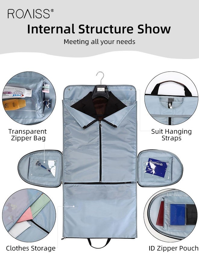 roaiss Folding Suit Travel Bag Multifunctional 2 in 1 Garment Duffel Bag for Travel and Business Large Capacity Large Hand Luggage Bag with Waterproof Storage Bag Grey  - Image 3