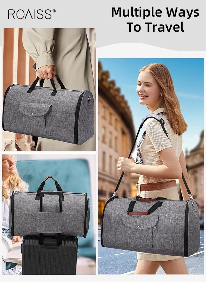 roaiss Folding Suit Travel Bag Multifunctional 2 in 1 Garment Duffel Bag for Travel and Business Large Capacity Large Hand Luggage Bag with Waterproof Storage Bag Grey  - Image 5
