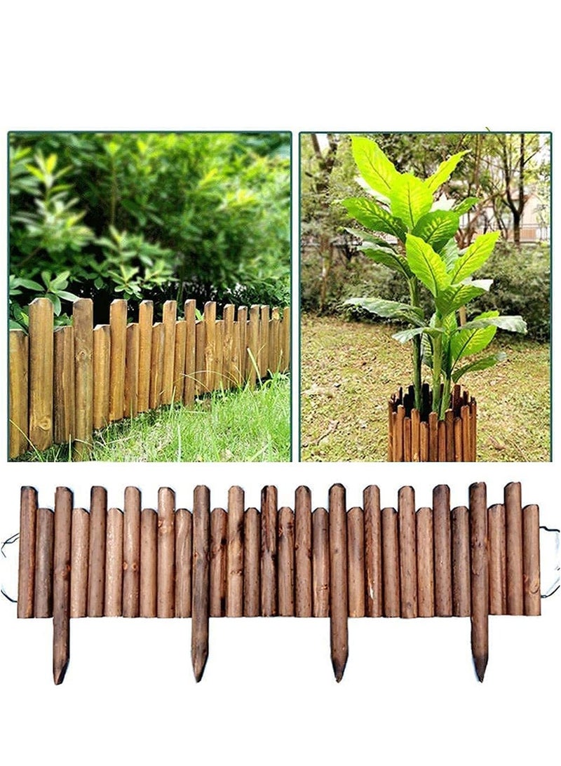 LINGWEI Wooden Picket Fence Garden Edging Border Landscape Barrier Natural Solid Wooden Fence For Home Outdoor Garden Patio - Image 1