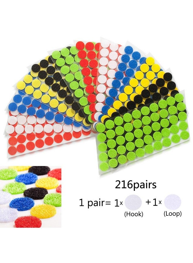 Vkey Colorful Hook And Loop Self Adhesive Fastener Dots Coins Sticky Back Heavy Duty Circles Best For Home Office Classroom And Crafts 6 Colors (1.5Cm/216 Pairs) - Image 3