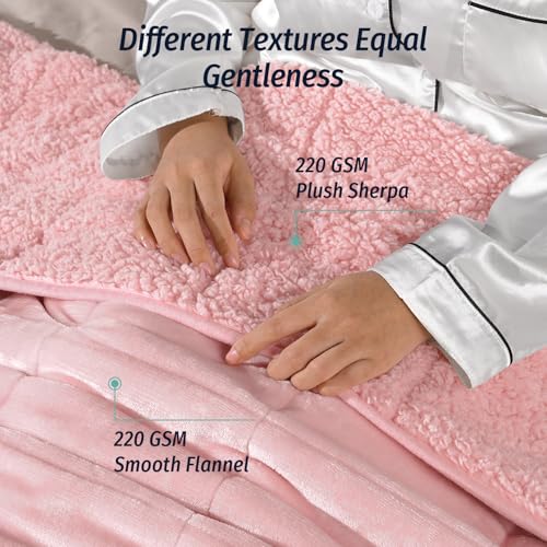 Wemore Sherpa Fleece Weighted Blanket for Adult, 20 lbs Dual Sided Cozy Fluffy Heavy Blanket, Ultra Fuzzy Throw Blanket with Soft Plush Flannel Top, 60 x 80 inches Pink on Both Sides - Image 2